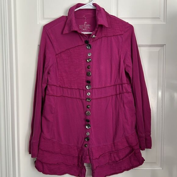 Neon Buddha  fuchsia Purple Button-Up Jacket medium - Picture 1 of 6